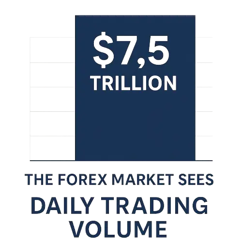 The forex market sees $7.5 trillion in daily trading volume