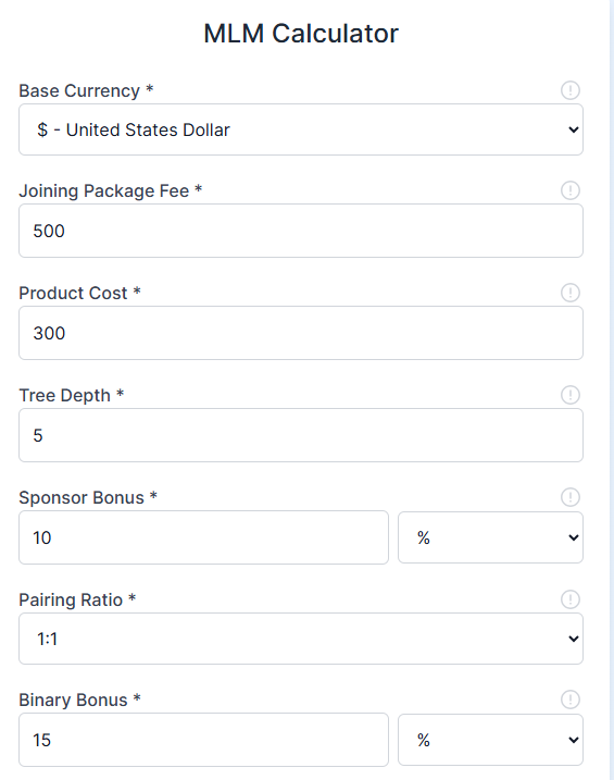 Binary MLM Calculator